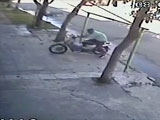 Scooter Rider Drives Headon Into A Wall Knocking Himself Out