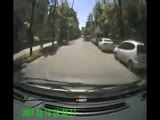 car flips from manholecover