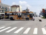 A Russian On A Moped Rides Head On Into A Bus