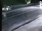 Scooter rider collides with another scooterfalls and is run over by a pick-up truck.