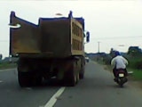 Horror - Scooter Rider Falls Under The Wheels of A Dump Truck