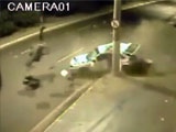 Incredible - Car Crashes Into An Electric Pole And Literally Whirls Around It