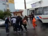 Bus in Siberia full of passengers fills with boiling water after a manhole explodes