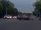 A Speeding Biker And Passenger Become Airborne After Ignoring A Red Light