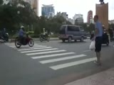 Crossing the street in Vietnam.