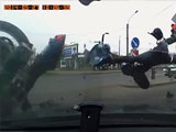 Biker Somersaults Over A Car Hood