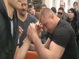 Big Russian Guy Breaks His Arm During Arm Wresting Match!