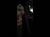 Drunk fights securety then blonde jumps in and gets head smashed on brick wall