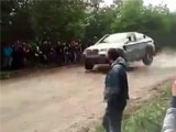 Rally Car Flips Into Spectators At Full Speed