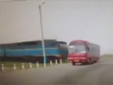 Bus In A Rush Is Hit By A Train On A Crossing