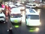 Pedestrian is fataly run over by a minibus at a crossing