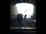 Road rage karma for that ass