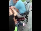 Woman with no legs jumps in fight