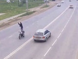 Biker Showing Off His Skills On The Roads Of Russia