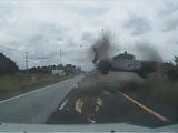 Driver Lucky Not To Be Hit By Pretty Epic Rollover