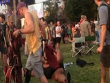 500 pound man hallucinating at music festival.