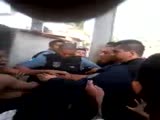 Angry crowd against cops