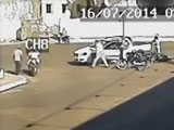 Pickup Runs Over Biker With Ease