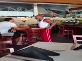 Fucktard boxer trying to instigate a fight in restaurant