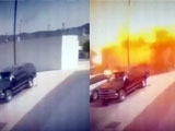 The Exact Moment A Gas Explosion Obliterates Two Men On A Roof.