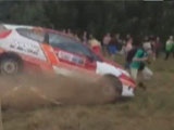 Rally Car Misses The Curve And Smashes Into A Spectator