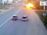 Speeding Car Fails To Stop At Junction And Explodes On Impact With Another Car