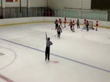 Russian Woman Breaks hockey Stick Over American Woman's Head.