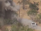 Perfectly Timed IED Obliterates A Pick-Up Truck And It's Occupants.