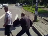 Old Guy Stabs Two Pedestrian In The Back