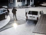 Incredibe man stands close to his car as it explodes at a gas station.