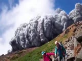 Amazing Footage Of Japans Mount Ontake Volcano Eruption Caught On Hikers Cam.