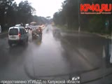 Truck Running Red Light Russia At Intersection