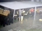 Man Goes Flying In A Storm Trying To Hold Onto A Tent