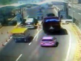 Little Pink Car And Occupants Crushed To Death Between Two Trucks