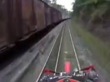 Close Call W Train While Riding Bike On Tracks