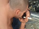 WTF Ukrainian guy sniffs the exhaust gases of the motorcycle