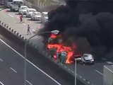 Horrific Accident Footage Shows A Truck Crushing Four Cars Creates A Fireball