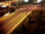 Speeding Car Crashes Kills A Pedestrian On The Sidewalk.