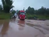 Truck becomes a submarine