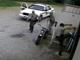 Cops Fail At Breaking Down The Door While Old Perp Rides Away