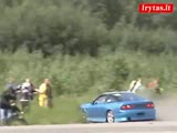 NISSAN 180SX drifts into a crowd of spectators