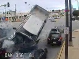Out Of Control Truck Smashes Into Waiting Traffic Head On