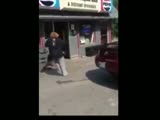 Drunk woman faceplants into trash can