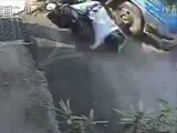 Biker Almost Crushed by truck