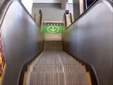 Hit it when my balls fall on the escalator