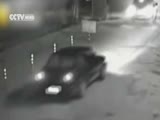 Car gets an untimely hit on the street by pole