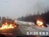 Car Crosses Lanes And Busts Into Flames After Head On Collision