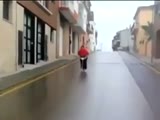 Fat Chick Eats It On A Scooter!