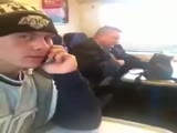 Guy On Train Scares Another Passanger With A Stupid Gag