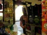 Tweeker attempts to count change at gas station.